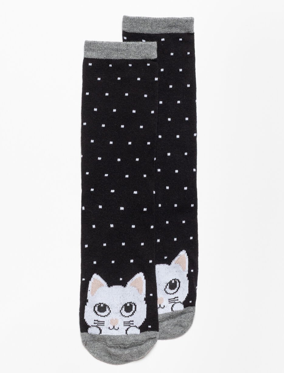 Cat Print Crew Socks