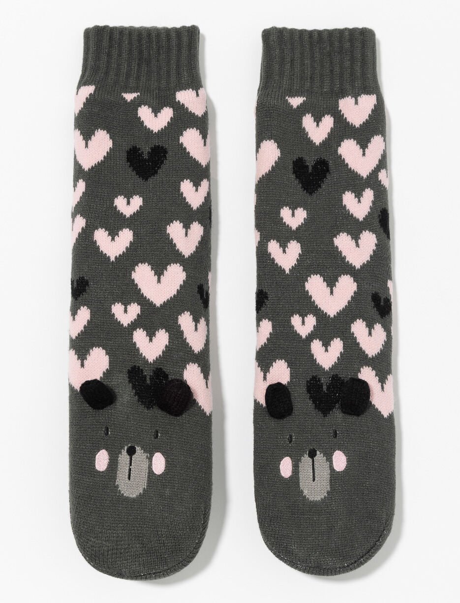 Heart Print Slipper Socks