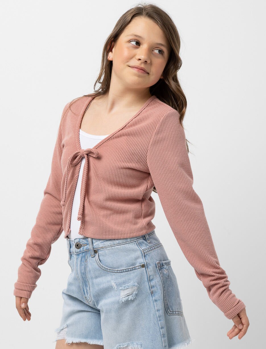 Boléro côtelé noué à l'avant