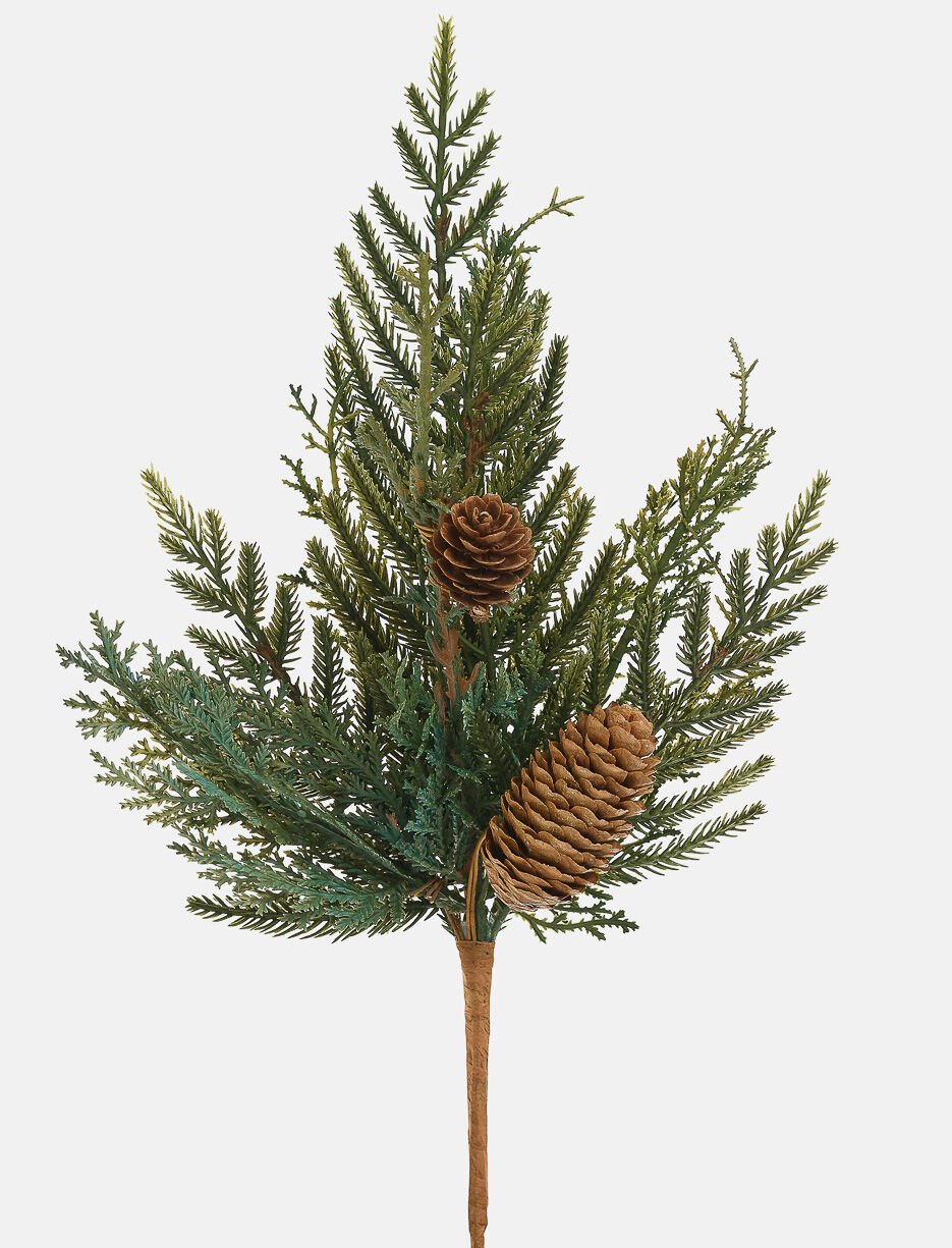 Branche de cèdre artificielle avec cocottes