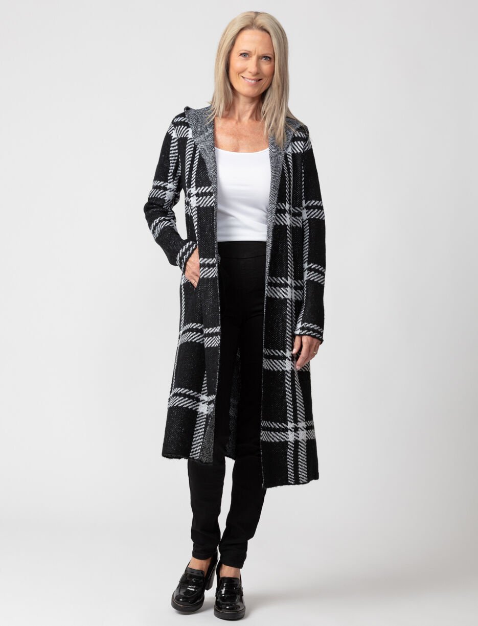 Cardigan ouvert à capuchon