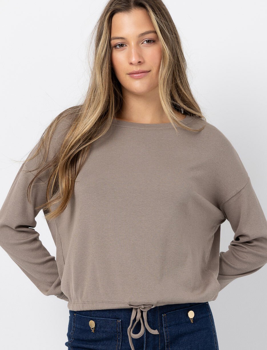 Chandail côtelé avec cordon de serrage