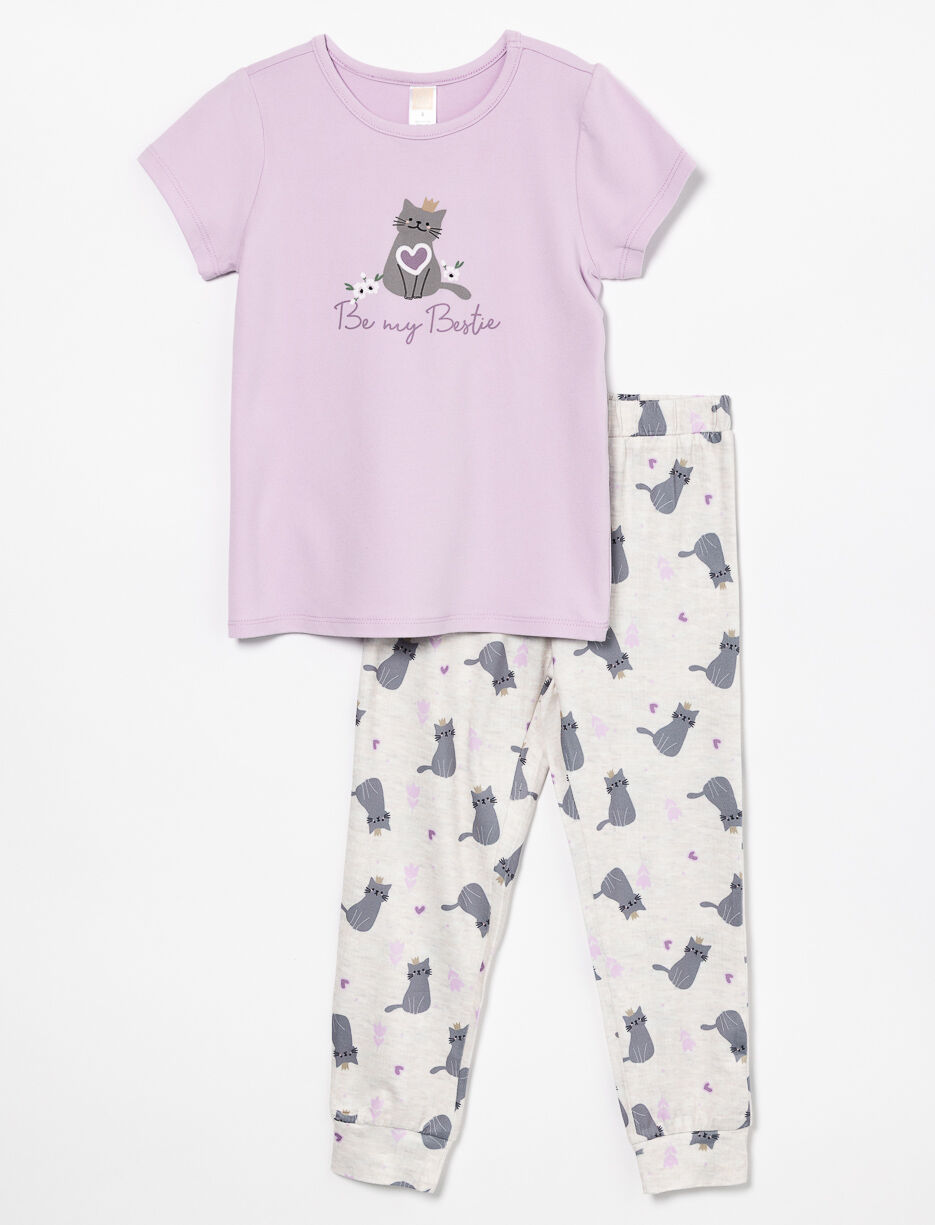 2-Piece Cat Print PJ Set