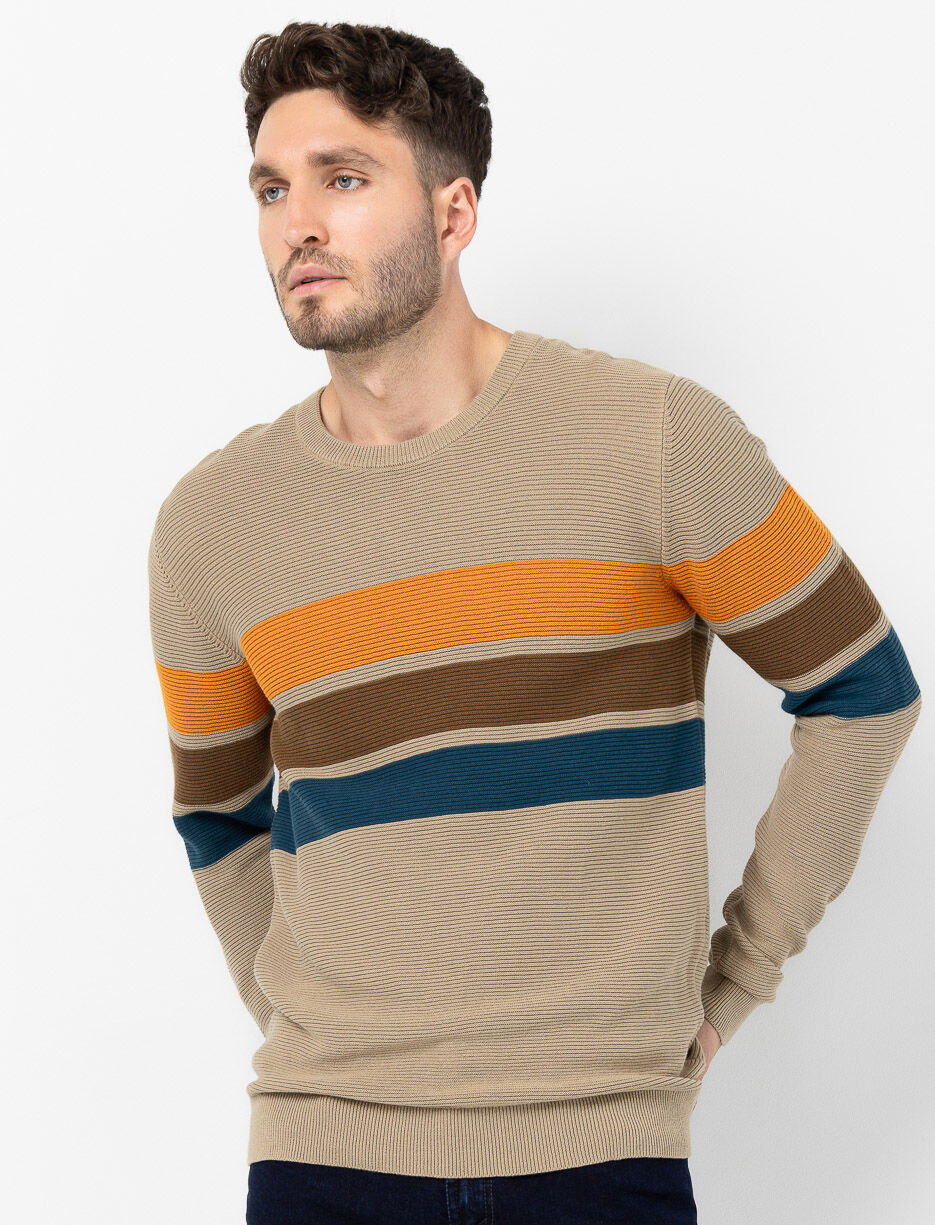 Chandail en tricot à rayures blocs de couleurs