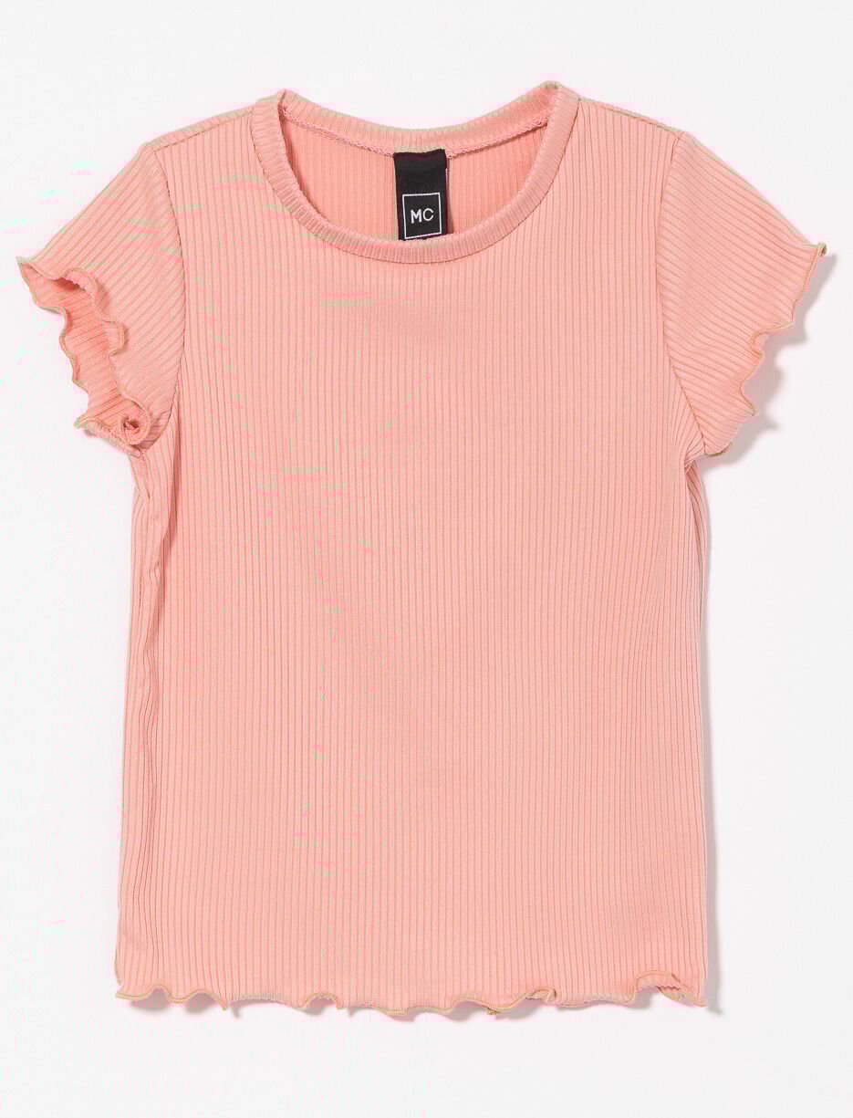 T-shirt côtelé à finition laitue