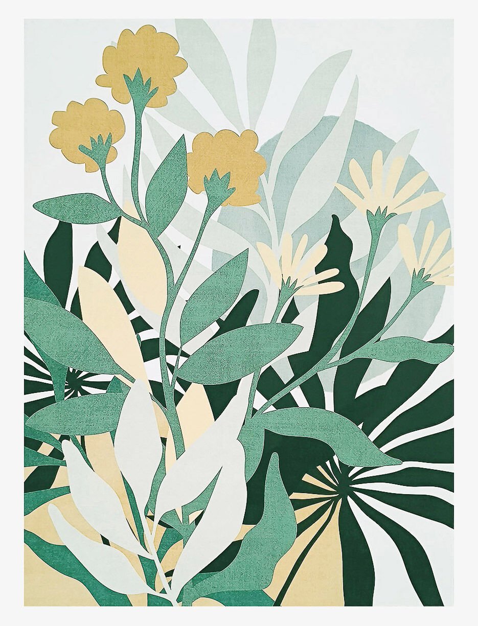 Toile imprimée fleurs et feuillage Toile imprimée fleurs et feuillage