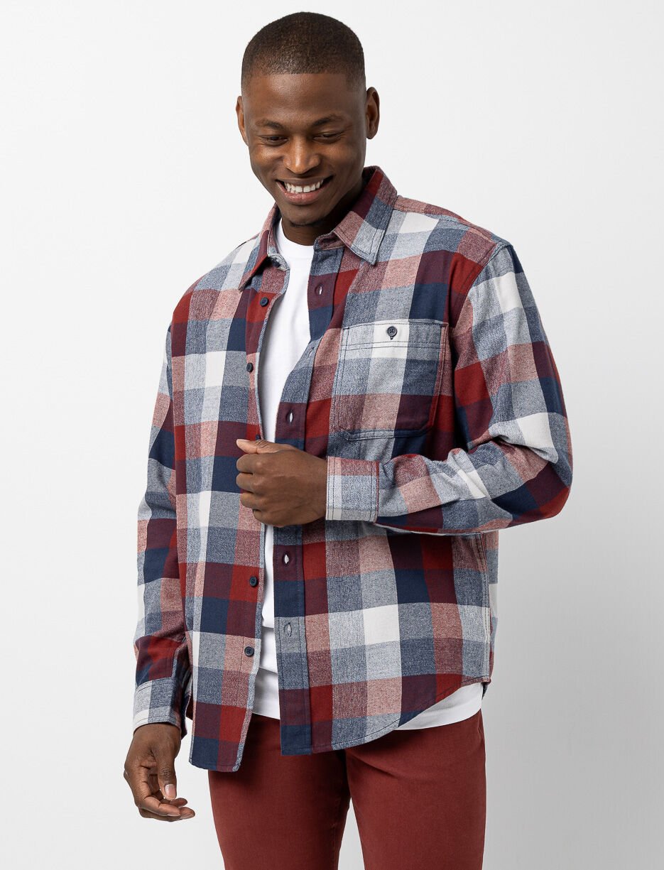 Flannel Plaid Shirt with Chest Pocket