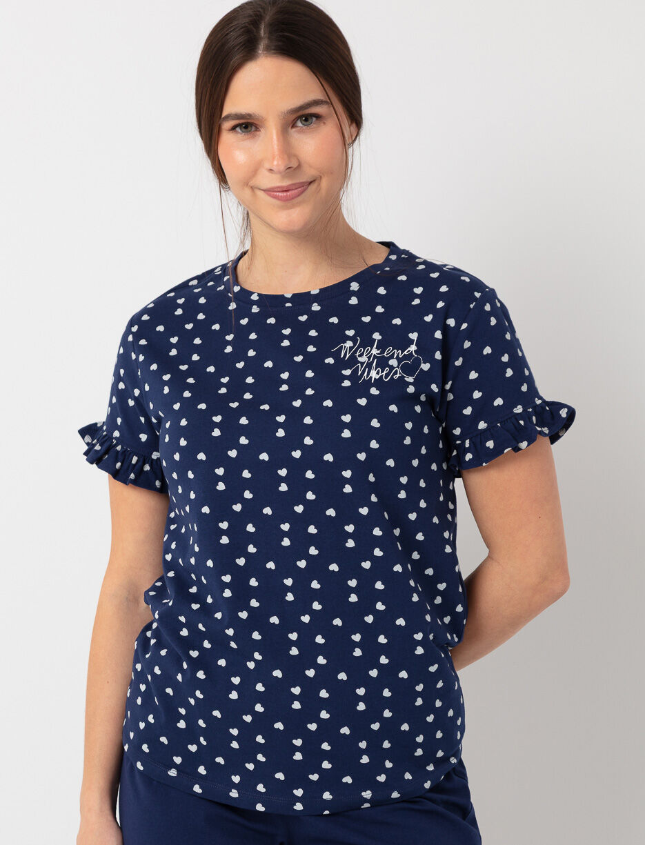 Haut de pyjama imprimé cœur
