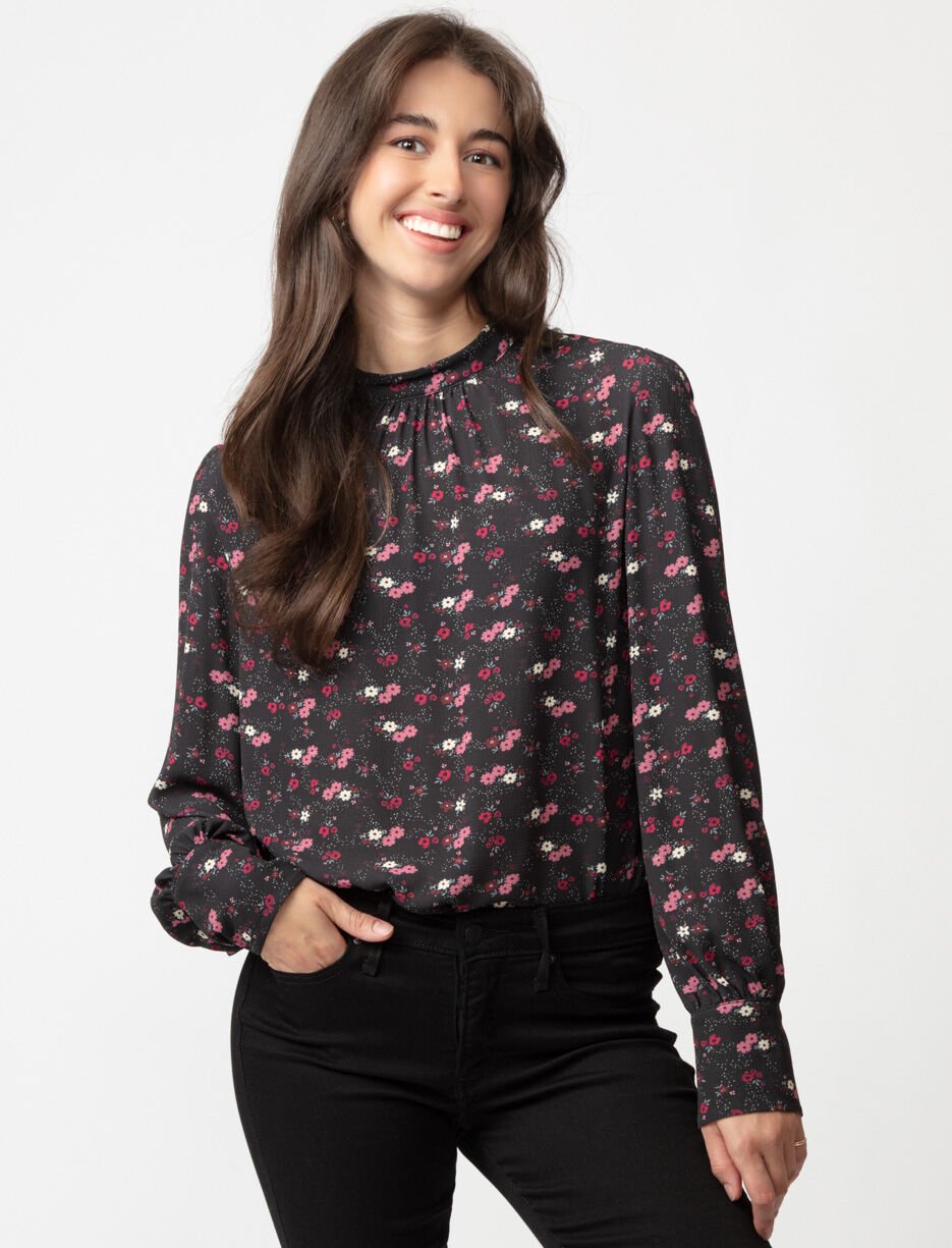 Floral Mock-neck Blouse