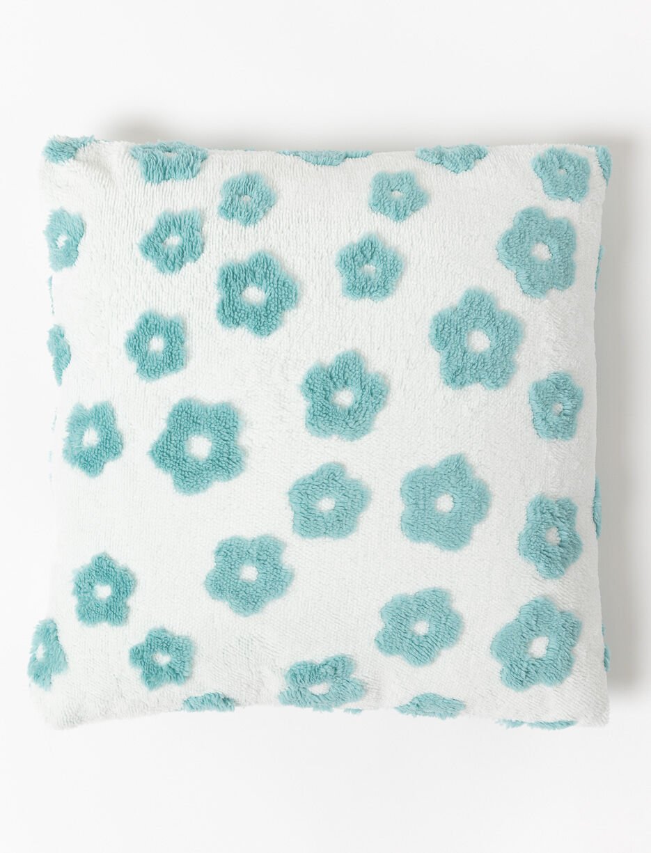 Coussin jacquard sherpa à motif fleuri