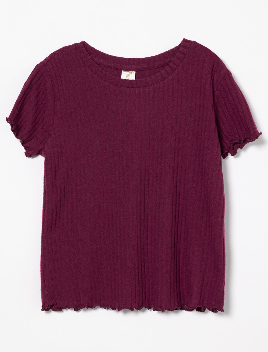 T-shirt côtelé à finition laitue