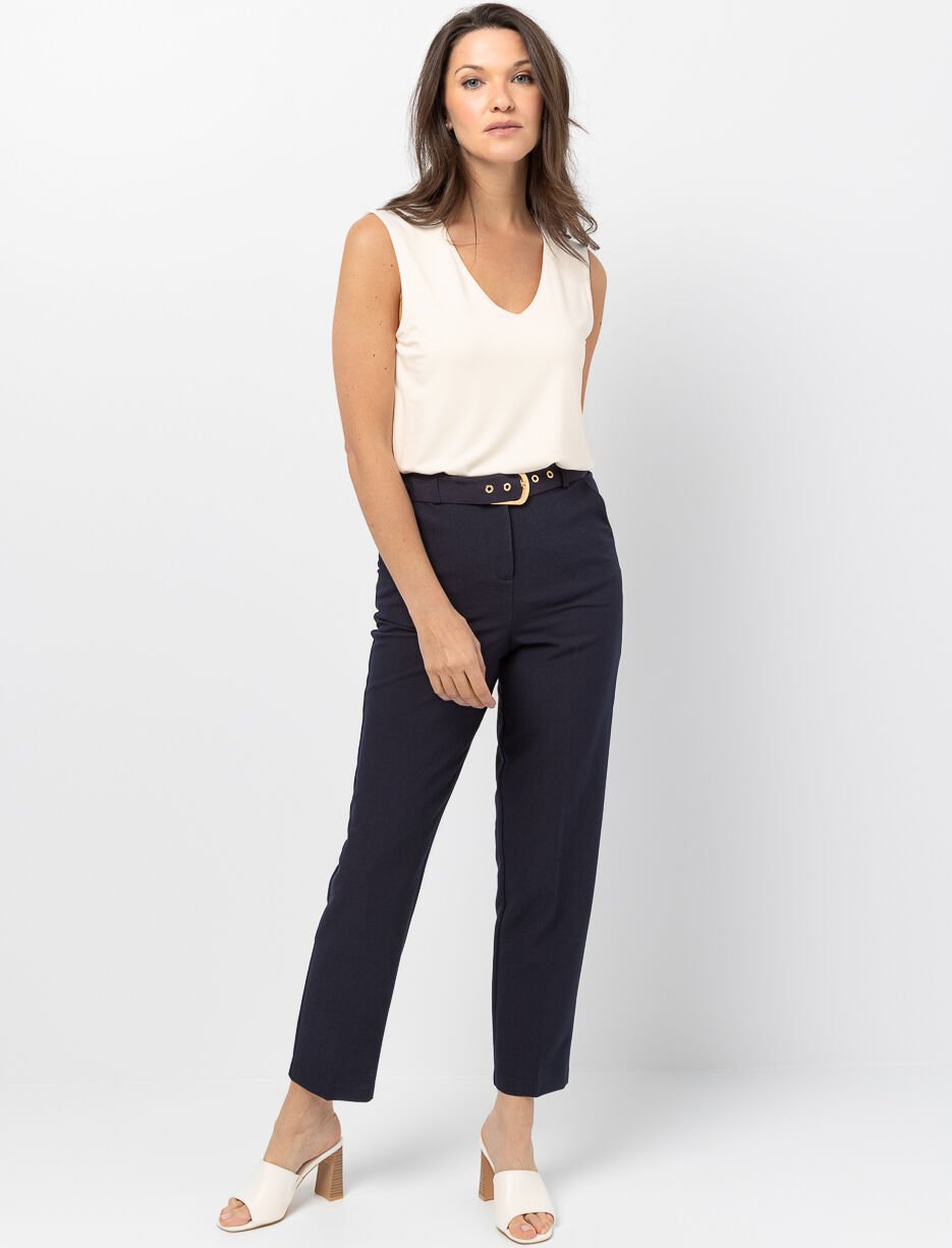 Slim-leg Belted Pants