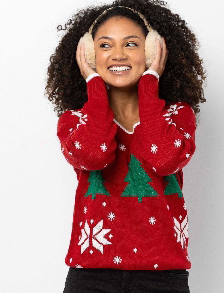 Chandail de Noël en tricot à col en V