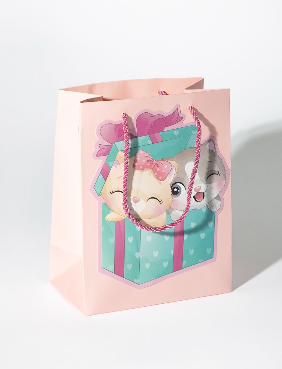 Sac cadeau imprim&eacute; chat