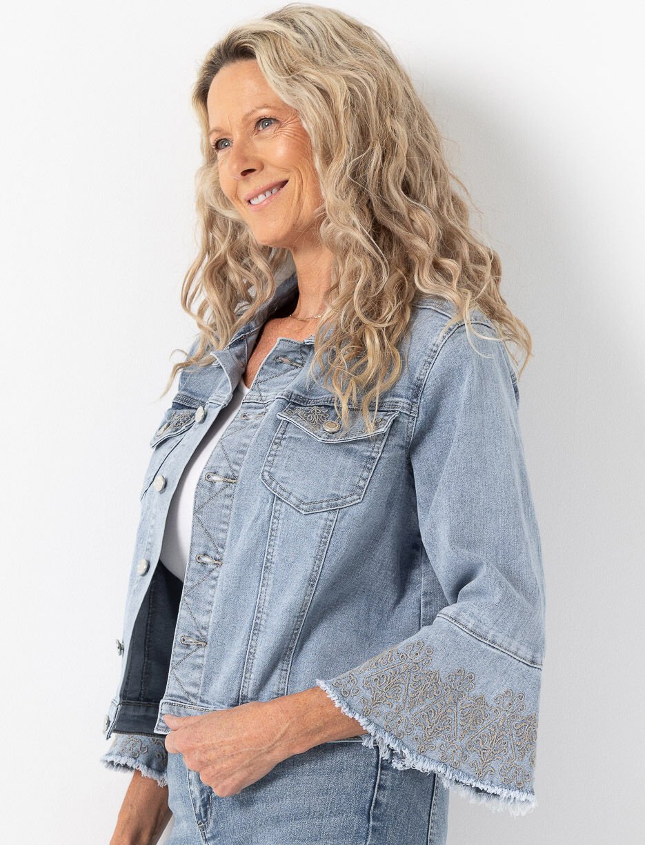 Veste en denim à broderie