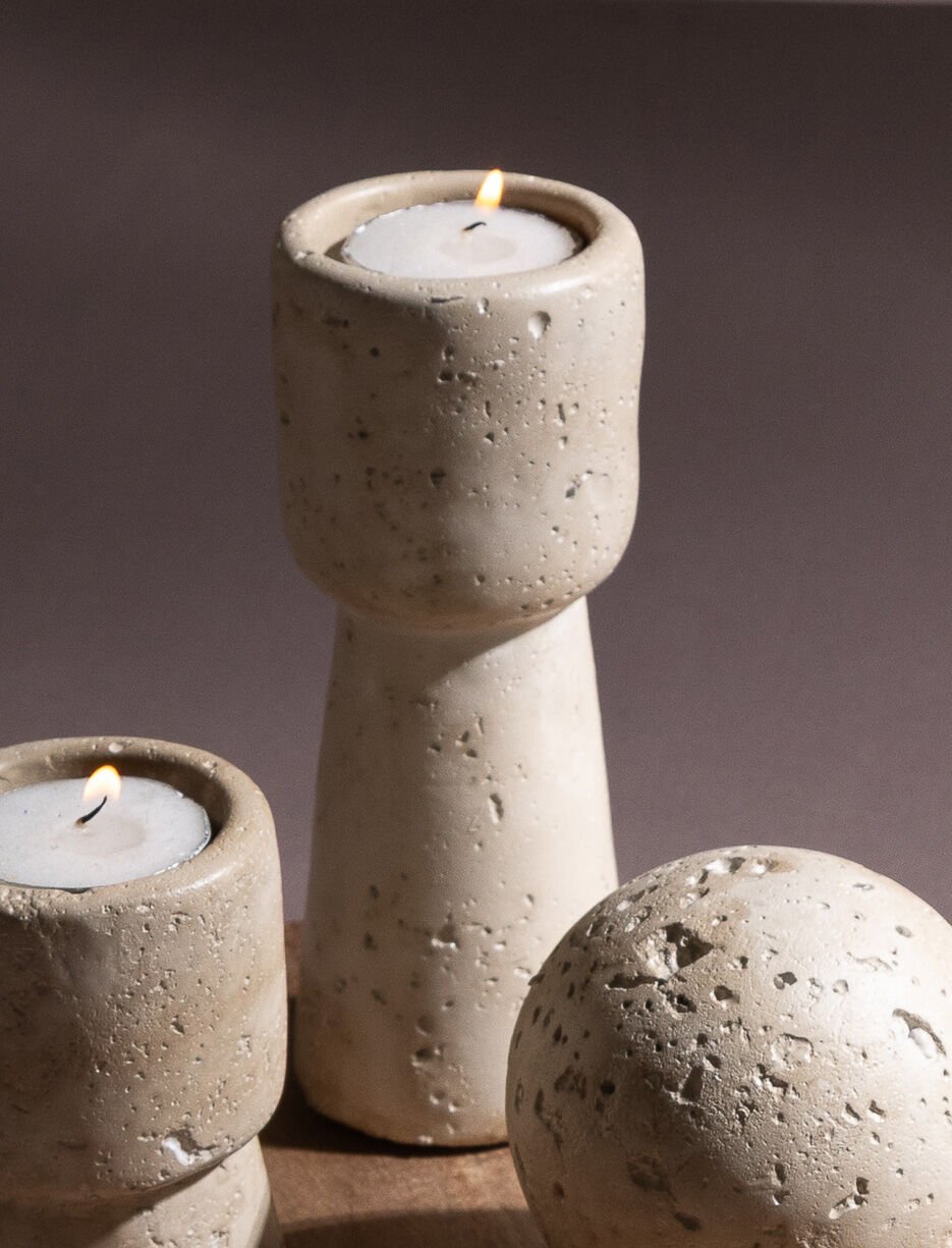 Grand chandelier effet travertin