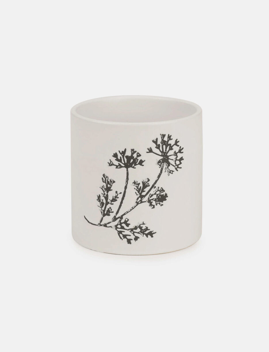 Petit pot en créamique à motif floral  Petit pot en créamique à motif floral