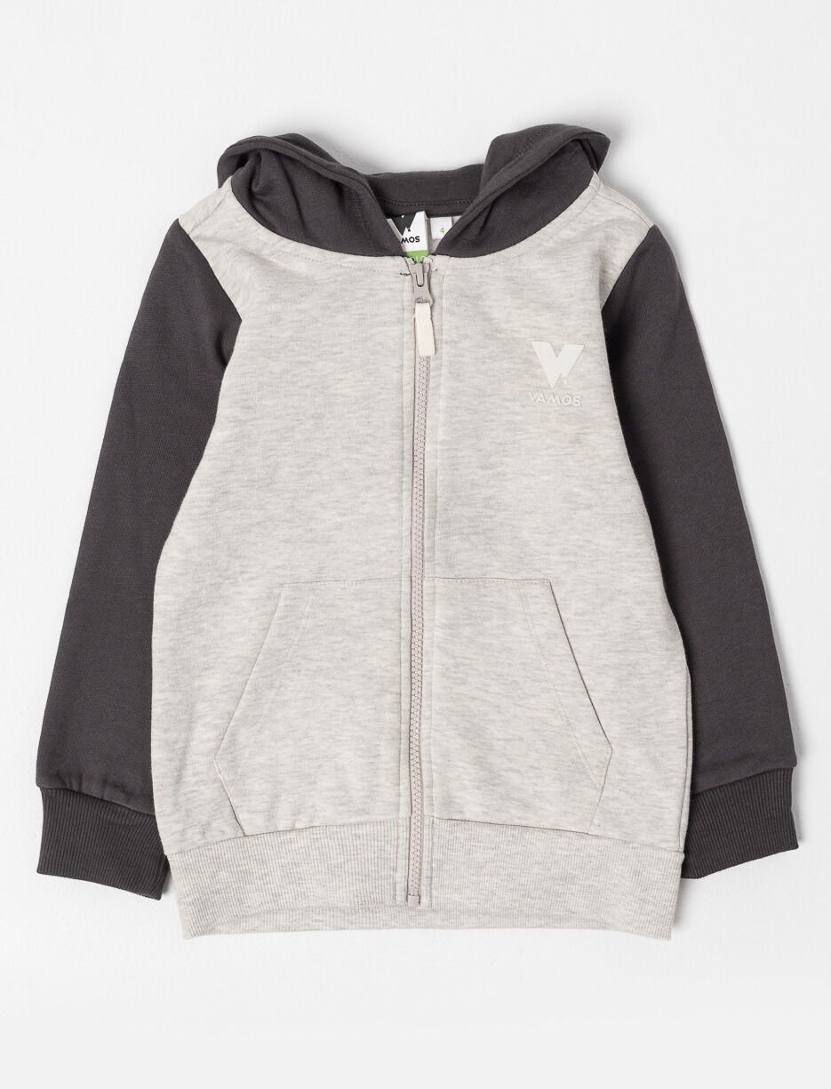 Contrast Sleeve Zip-up Hoodie - Little Boy