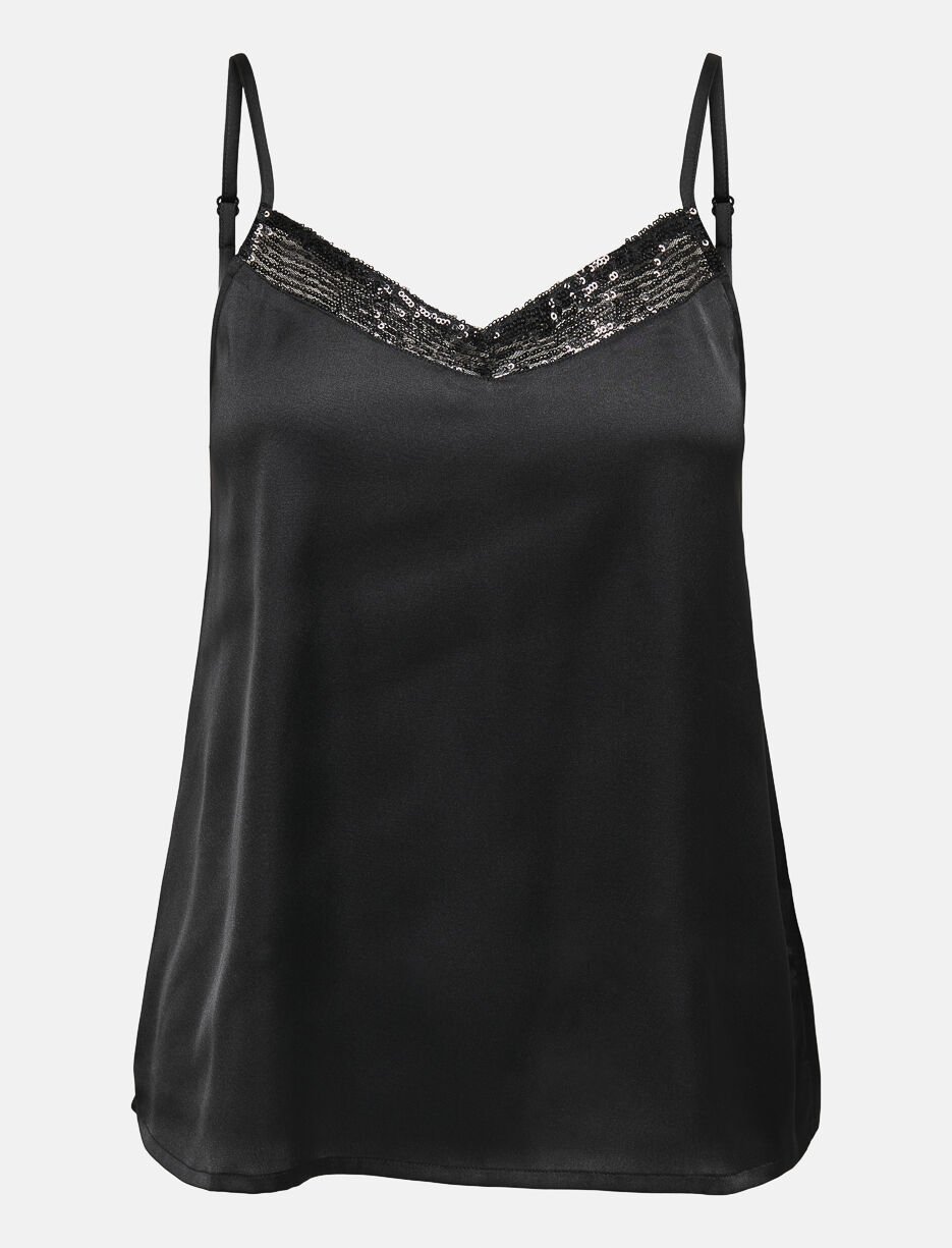 Camisole satinée à paillettes