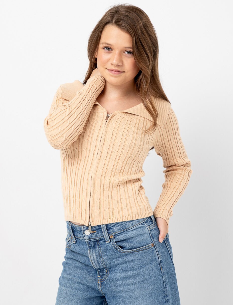 Cardigan en tricot à fermeture éclair