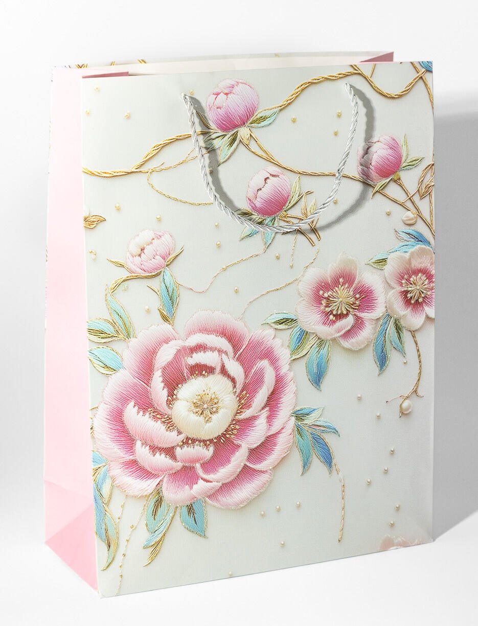 Sac cadeau fleuri grand