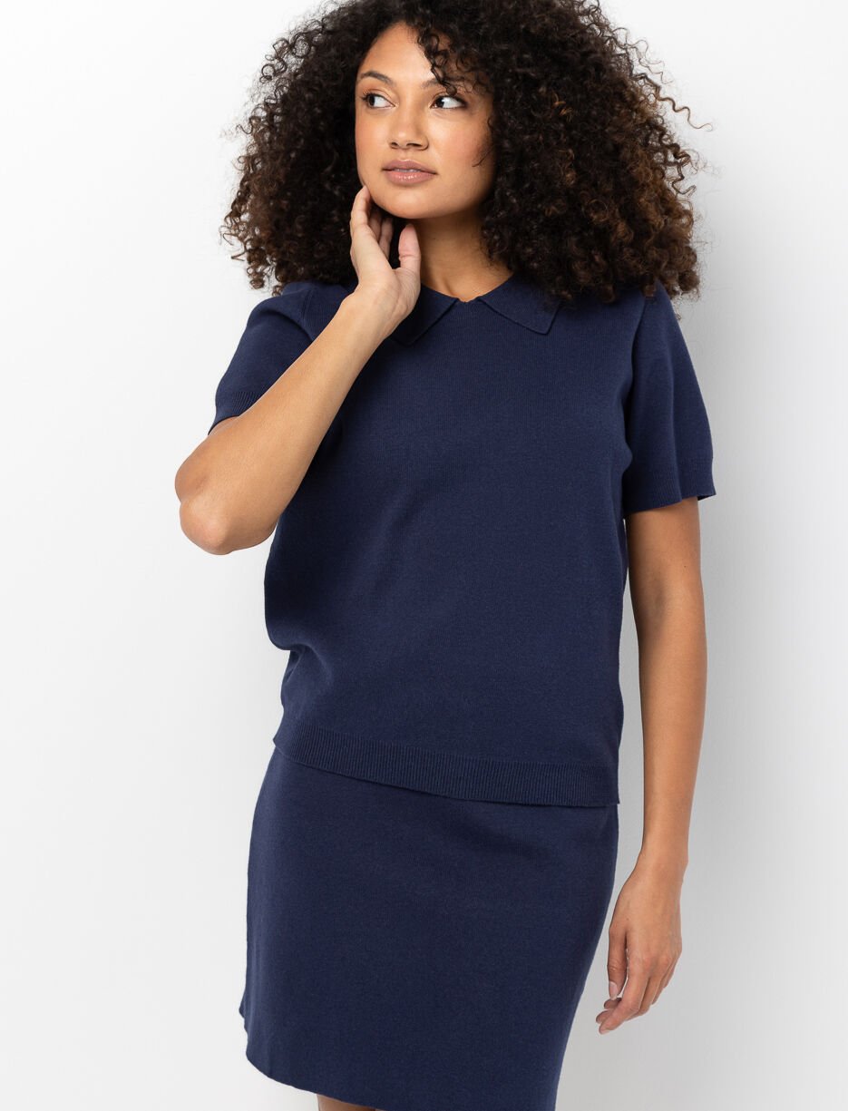 T-shirt en tricot &agrave; col polo