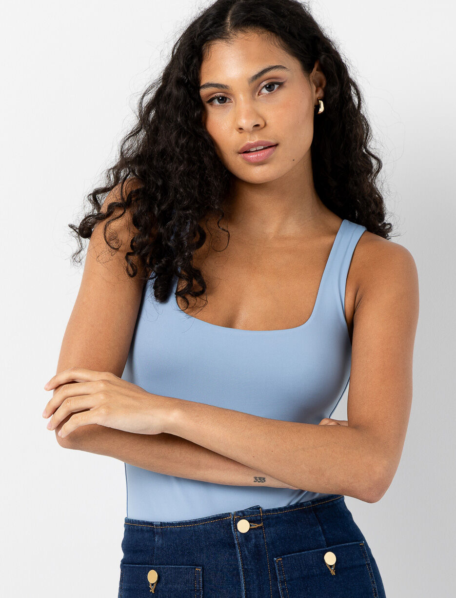 Square-neck Bodysuit with Wide Straps