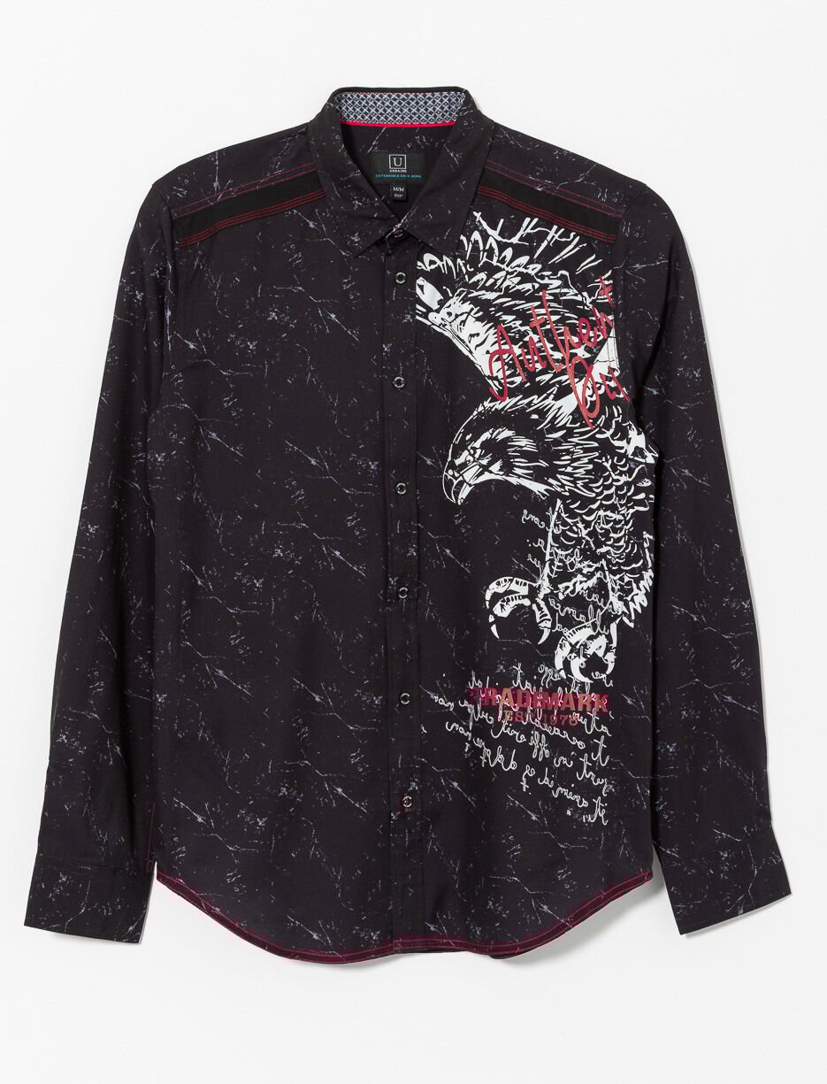 Chemise imprimée à coutures contrastantes