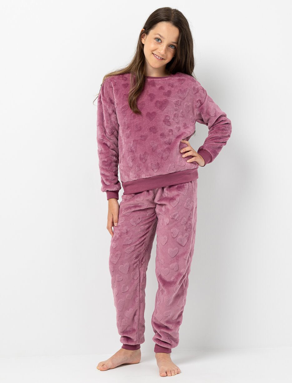 2-piece Plush PJ Set with Hearts