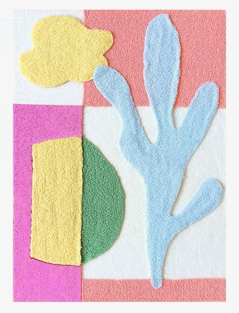 Toile murale abstraite en laine multicolore Toile murale abstraite en laine multicolore