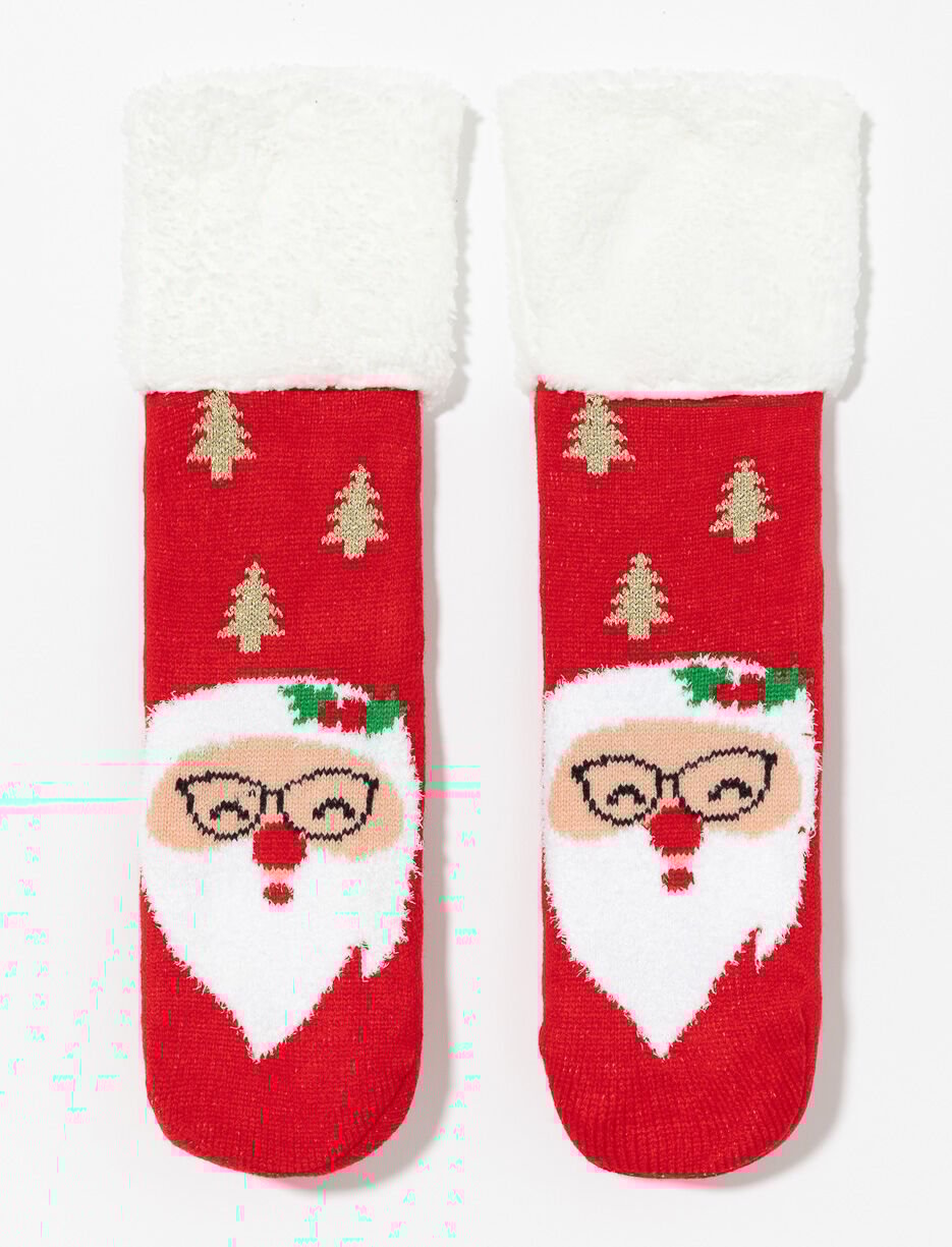 Sherpa-lined Christmas Slipper Socks