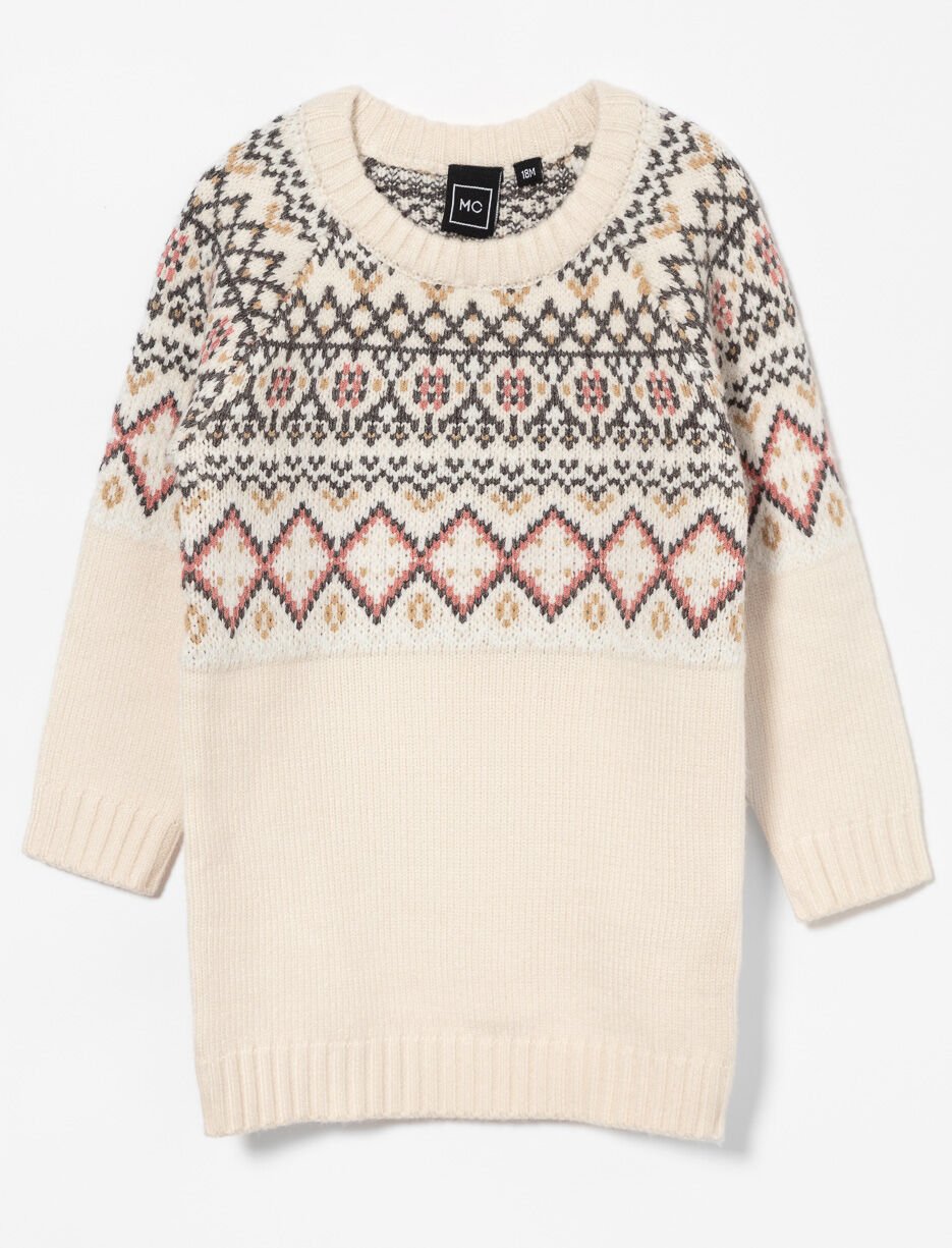 Robe en ticot à motif jacquard - bébé fille