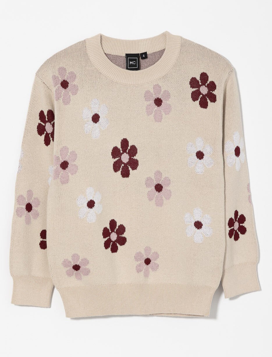 Floral Jacquard-knit Sweater