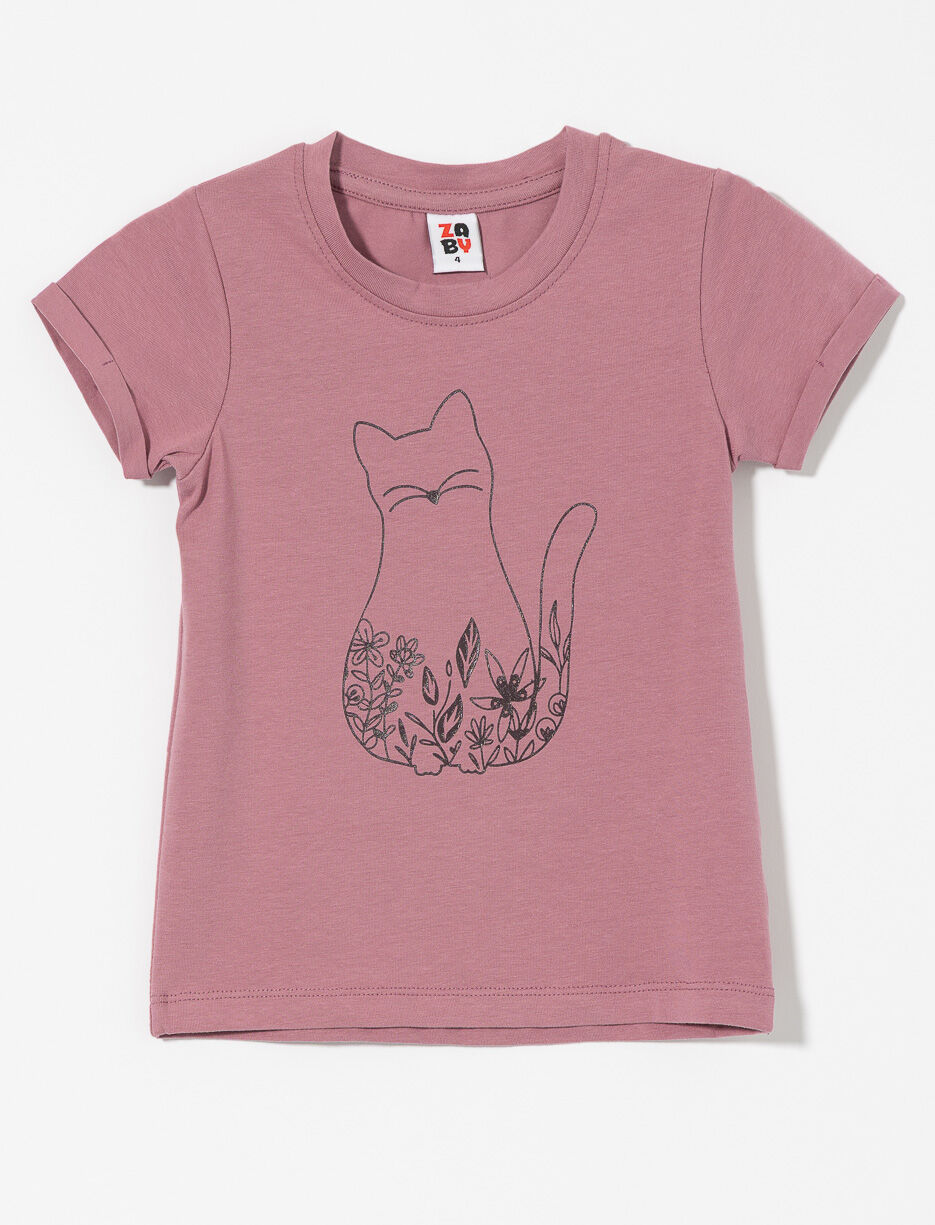 T-shirt à imprimé chat - petite fille