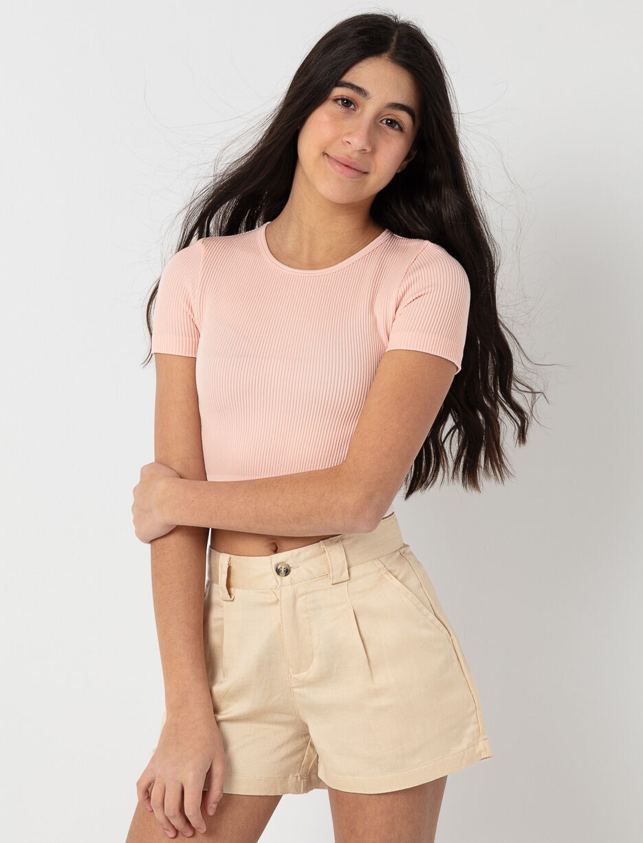 T-shirt côtelé court