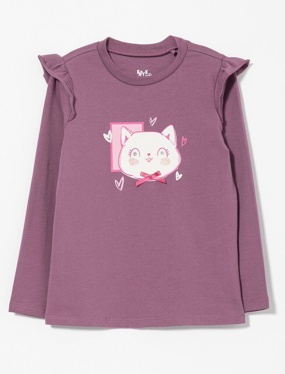 T-shirt imprimé à volants - petite fille