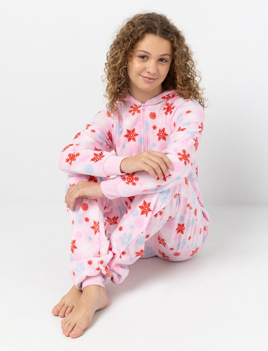 Pyjama 1 pièce imprimé à capuchon