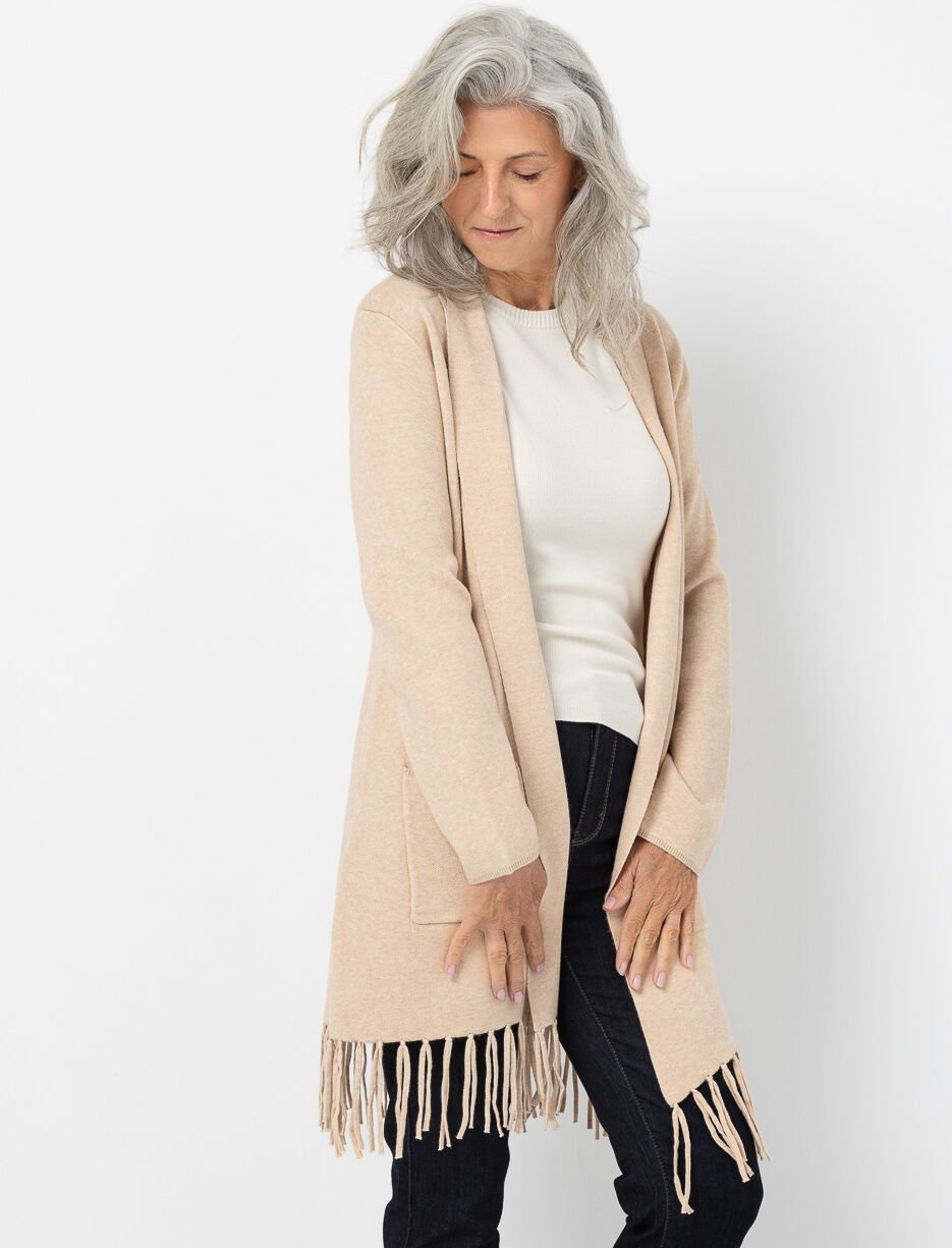Cardigan ouvert avec poches et franges