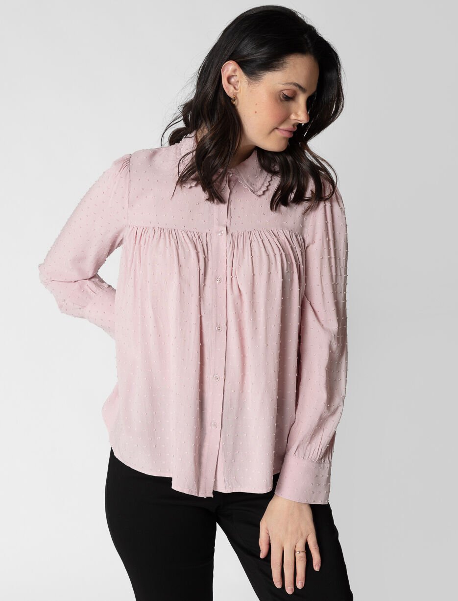 Blouse texturée à boutons