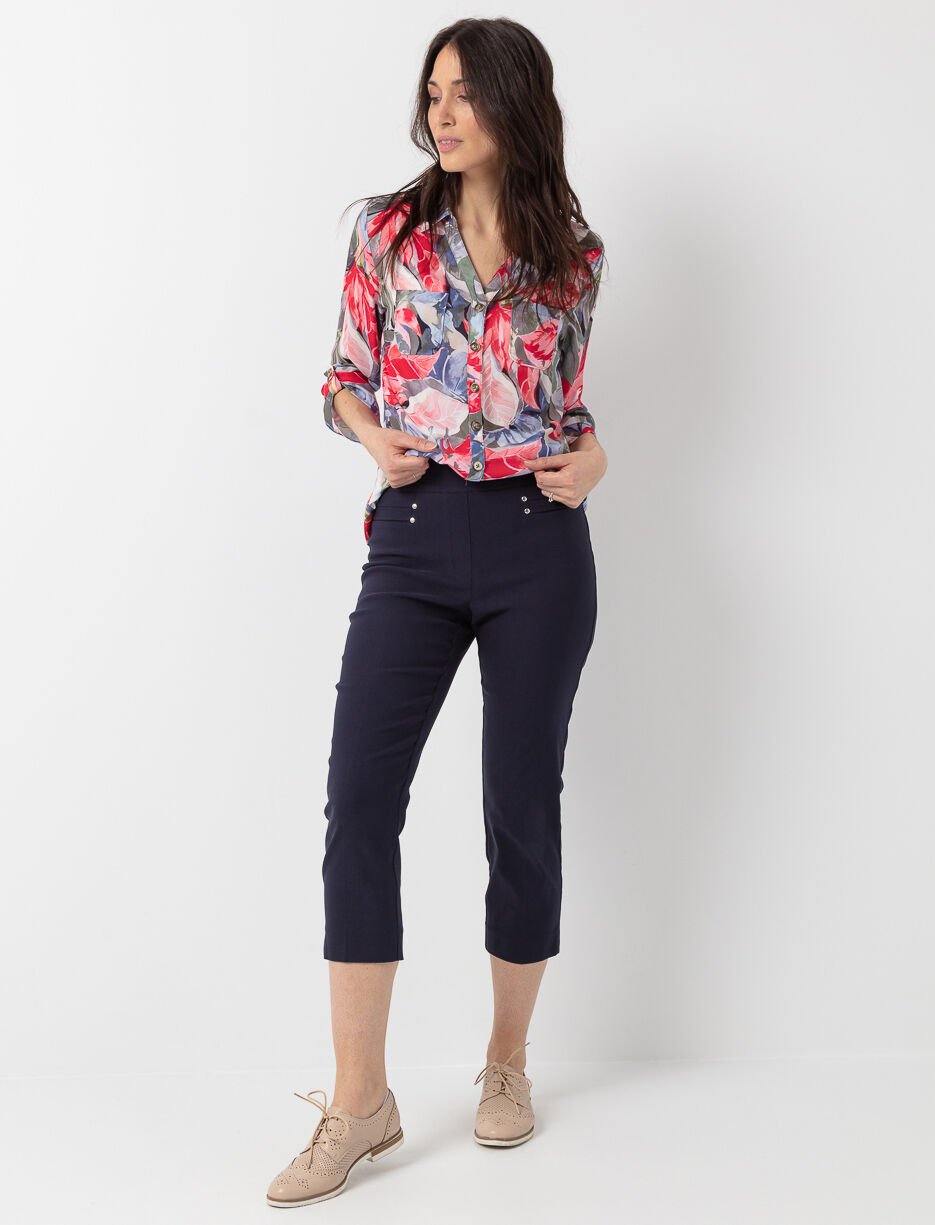 Capri jambes droites à enfiler