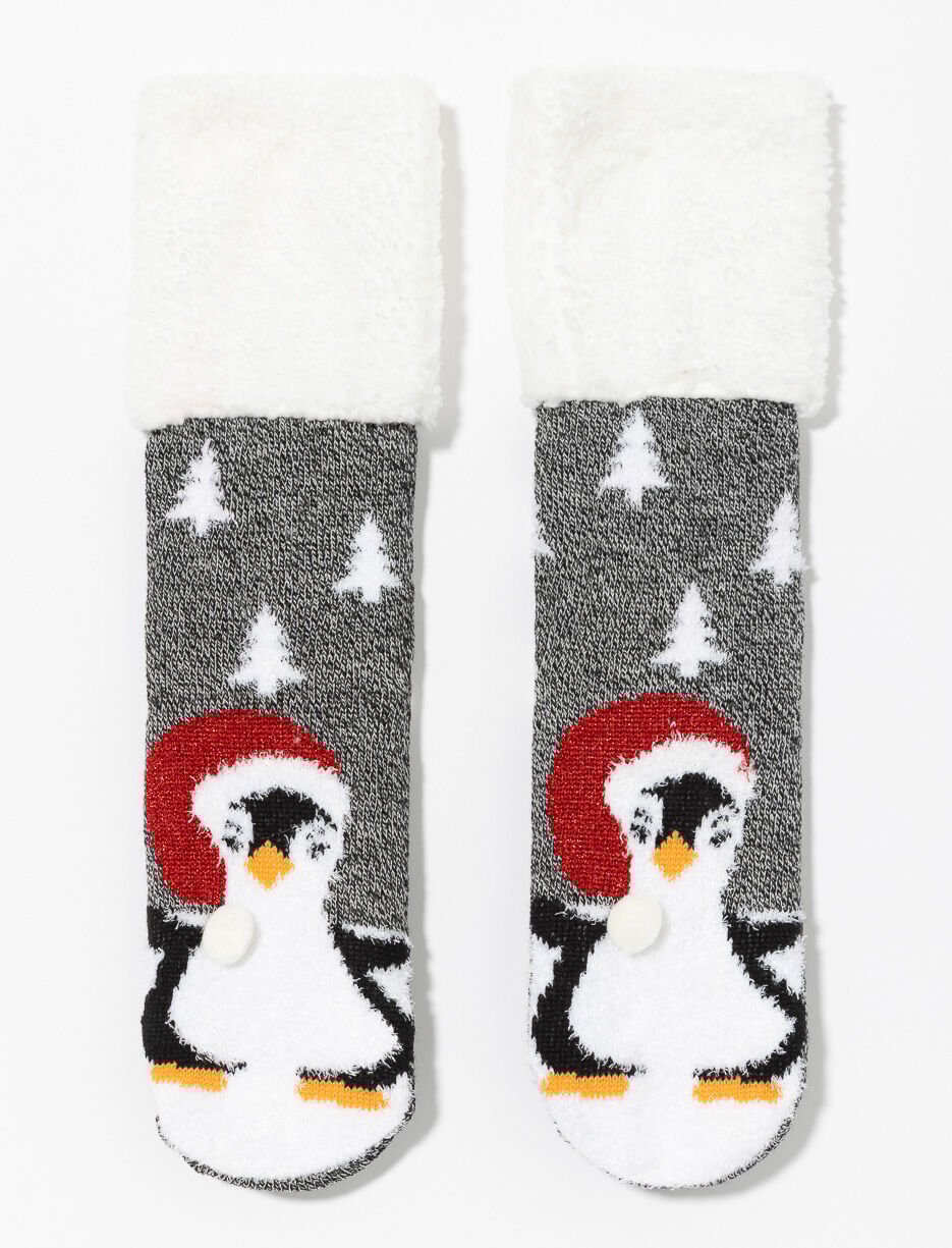 Sherpa-lined Christmas Slipper Socks
