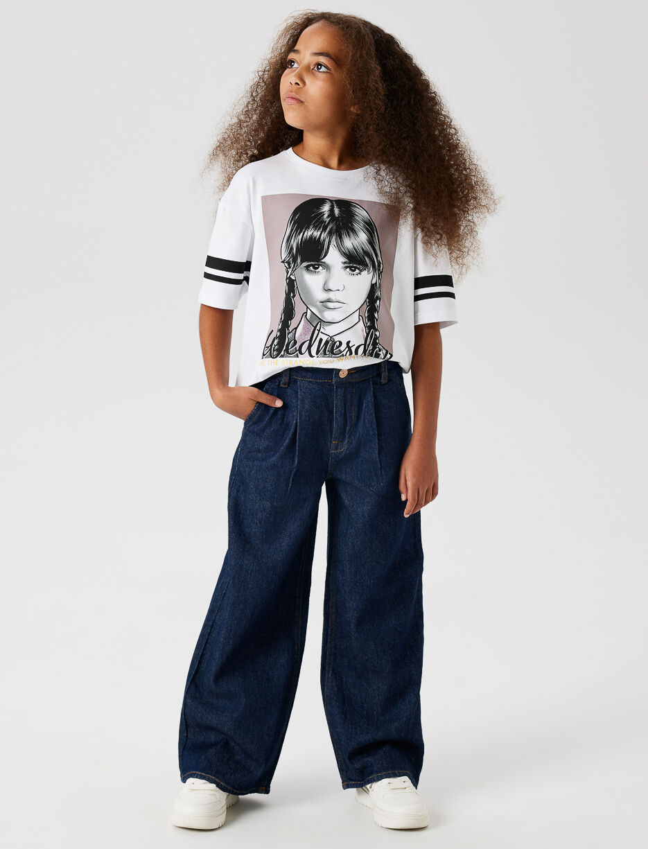 Printed Crew-neck T-shirt - Wednesday Addams