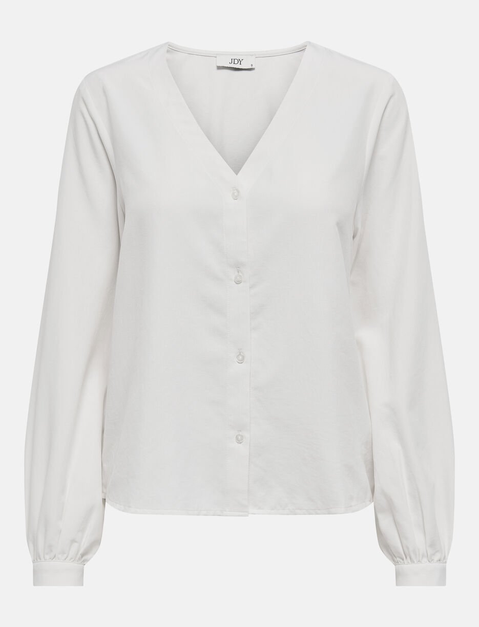 Chemise à col en V et manches bouffantes