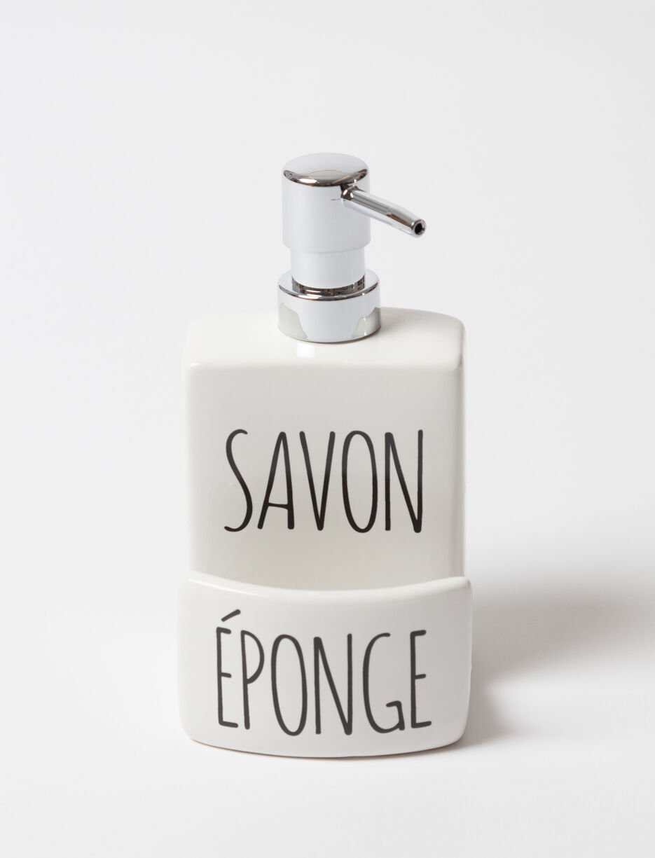 Pompe à savon à rangement pour éponge