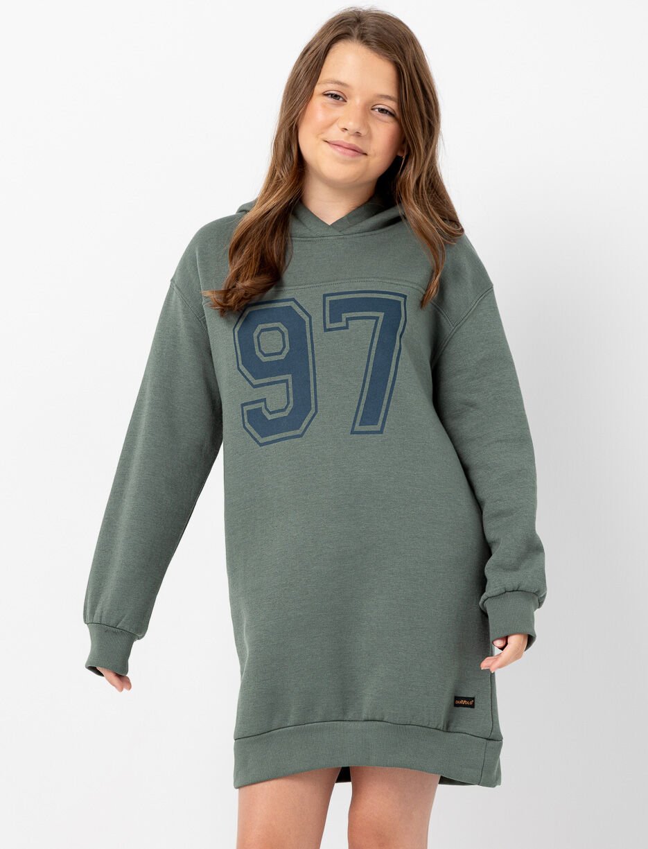 Robe chandail à capuchon imprimée