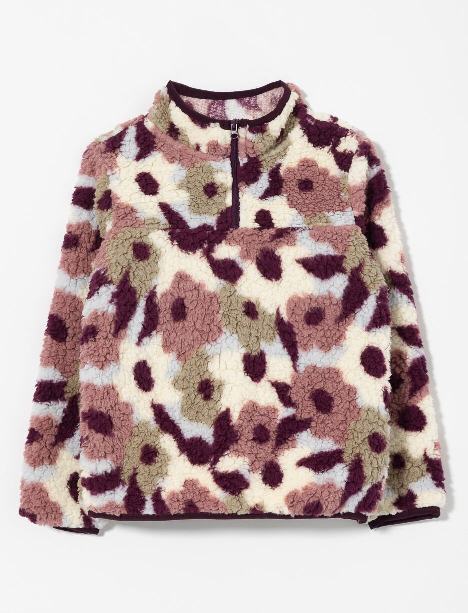 Half-zip Floral Sherpa Pullover - Little Girl