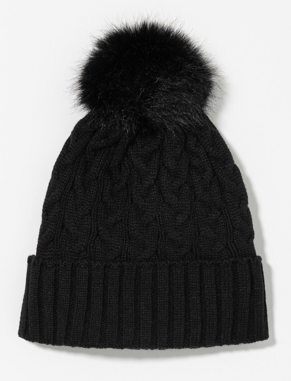 Cable Knit Beanie with Pompom