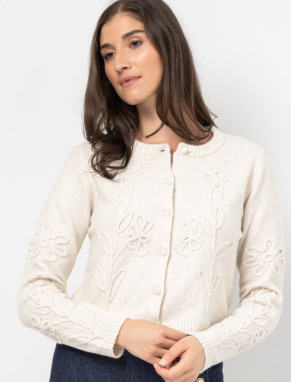 Cardigan en tricot à fleurs en relief