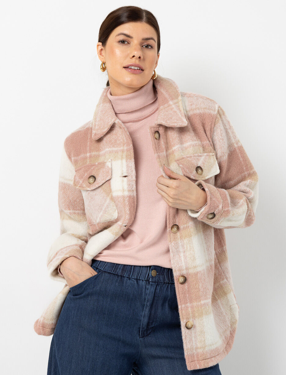 Veste-chemise à carreaux et poches