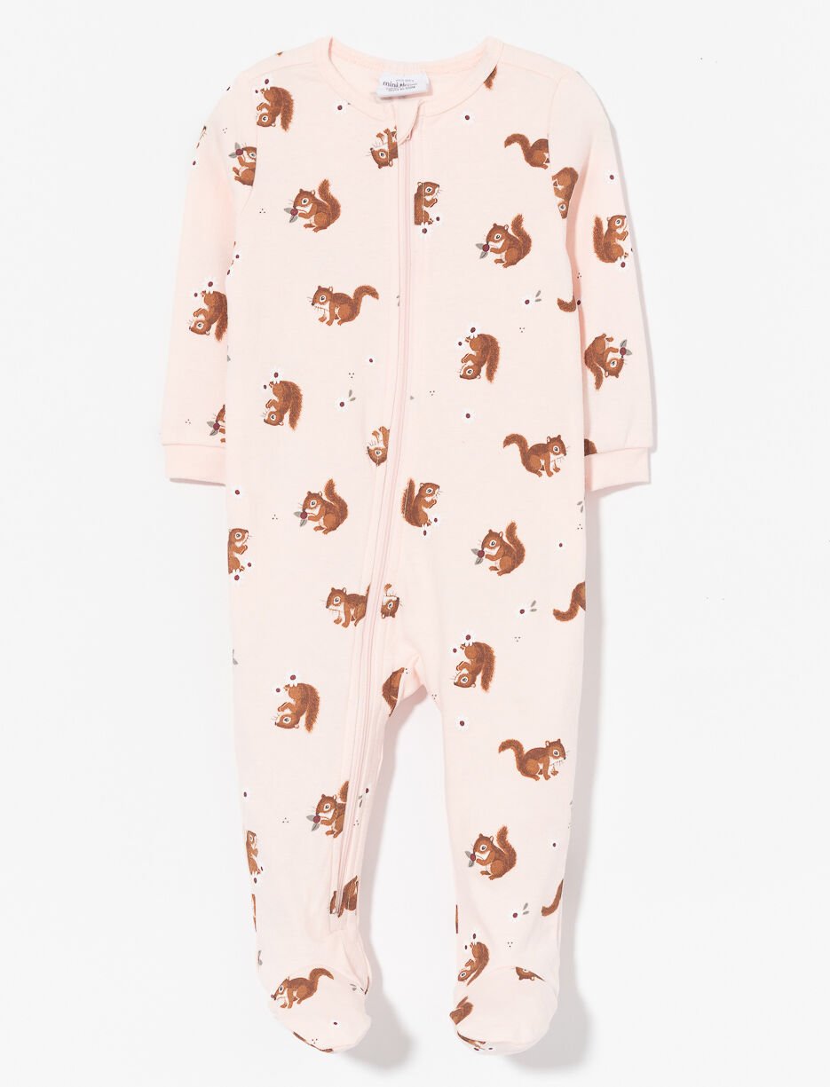 Pyjama 1 pièce imprimé à pattes en coton organique